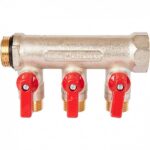 SMB 6210 341203 Коллектор с шаровыми кранами 3/4 3 отвода 1/2 (красные ручки) Stout — изображение 2