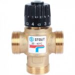 SVM-Термостатические SVM-0120-164325 Термостатический смесительный клапан для систем отопления и ГВС. G 1” M 20-43°С KV 1,6 м3/ч Stout — изображение 2