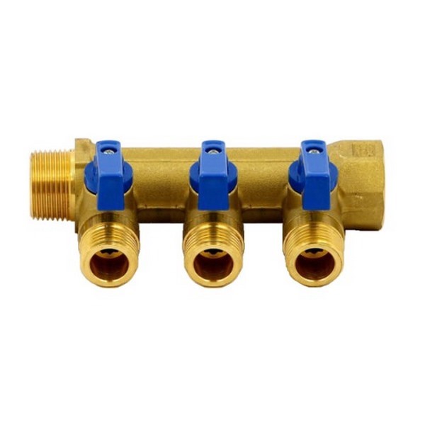 Коллектор с шар. краном 3/4″х1/2″м – 3 вых. плоск. ViEiR