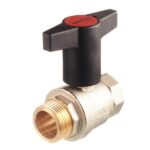 Кран шаровой латунный Oventrop Optibal (1077308) 1 ВР(г) х 1 НР(ш) полнопроходной бабочка прямой