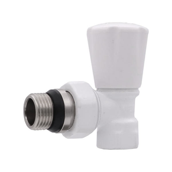 Вентиль угловой верхний ViEiR, ручной регулировки 1/2″ (VR300-F) белый